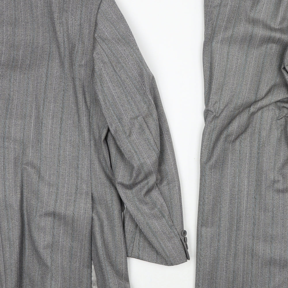 Magee Mens Grey Striped Wool 2 Piece Suit Size 40 Regular