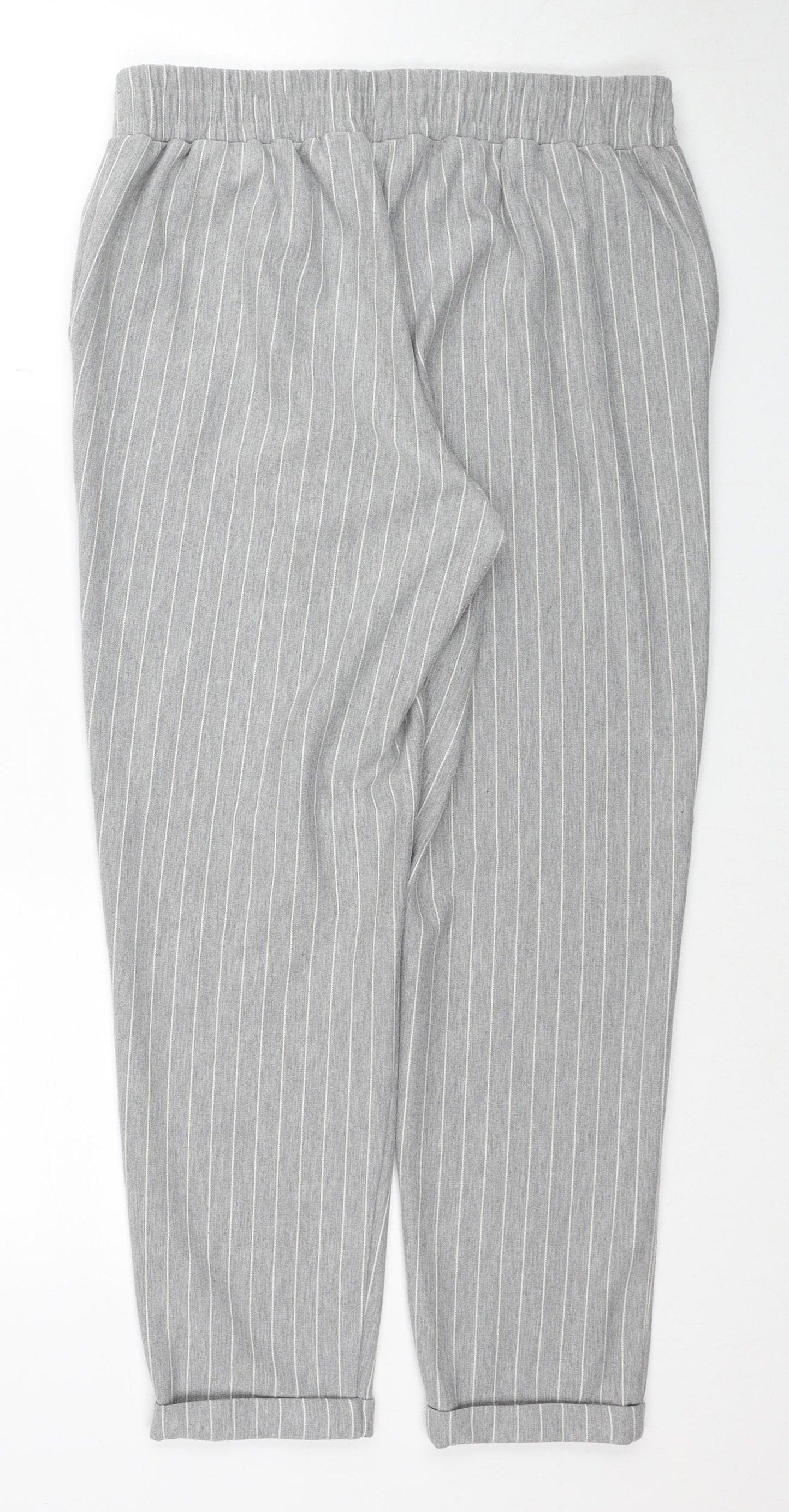 Papaya Womens Grey Striped Polyester Trousers Size 12 Regular