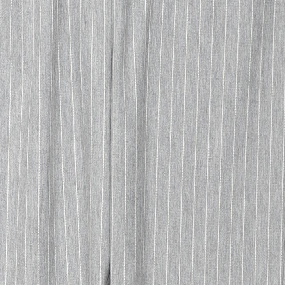 Papaya Womens Grey Striped Polyester Trousers Size 12 Regular