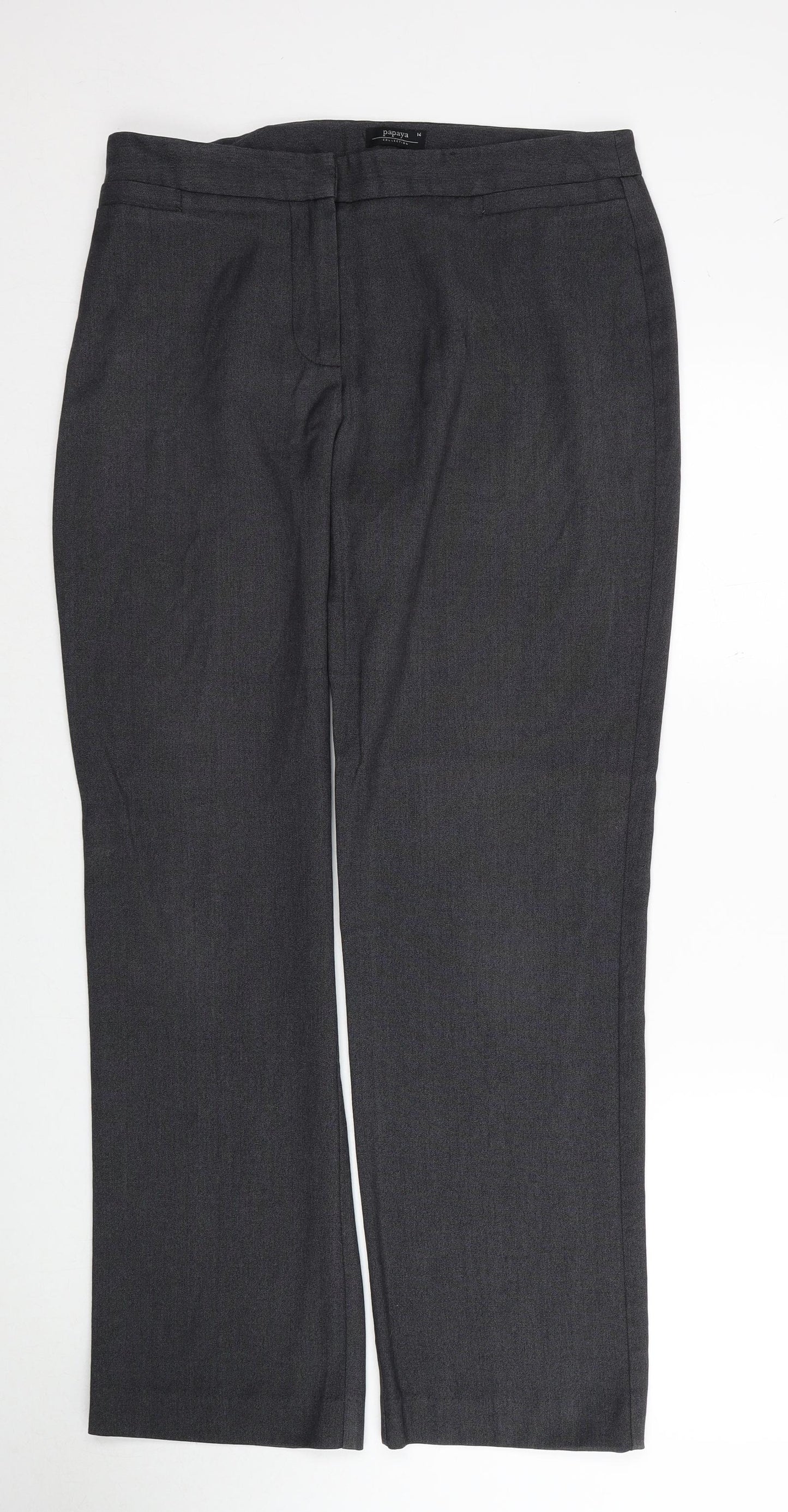 Papaya Womens Grey Polyester Trousers Size 14 Regular Zip