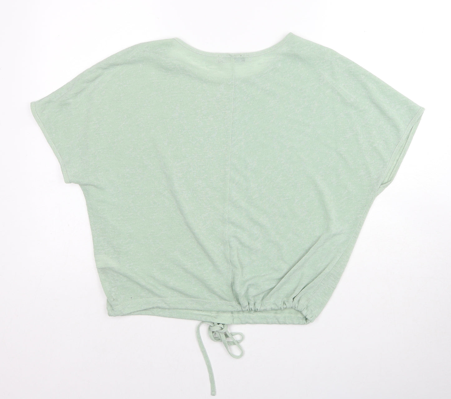 F&F Womens Green Polyester Basic Blouse Size 14 Boat Neck - Tie Front