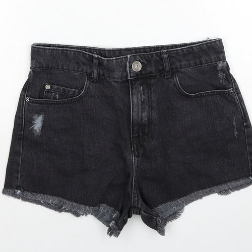 adidas Womens Black Cotton Hot Pants Shorts Size 25 in Regular Zip