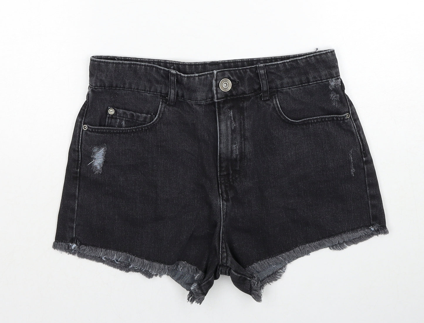 adidas Womens Black Cotton Hot Pants Shorts Size 25 in Regular Zip