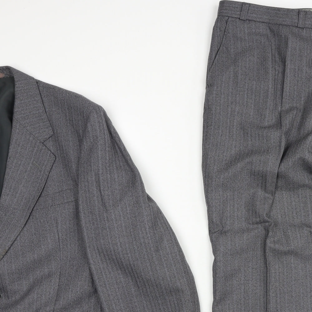 Centaur Mens Grey Striped Wool 2 Piece Suit Size 40 Regular