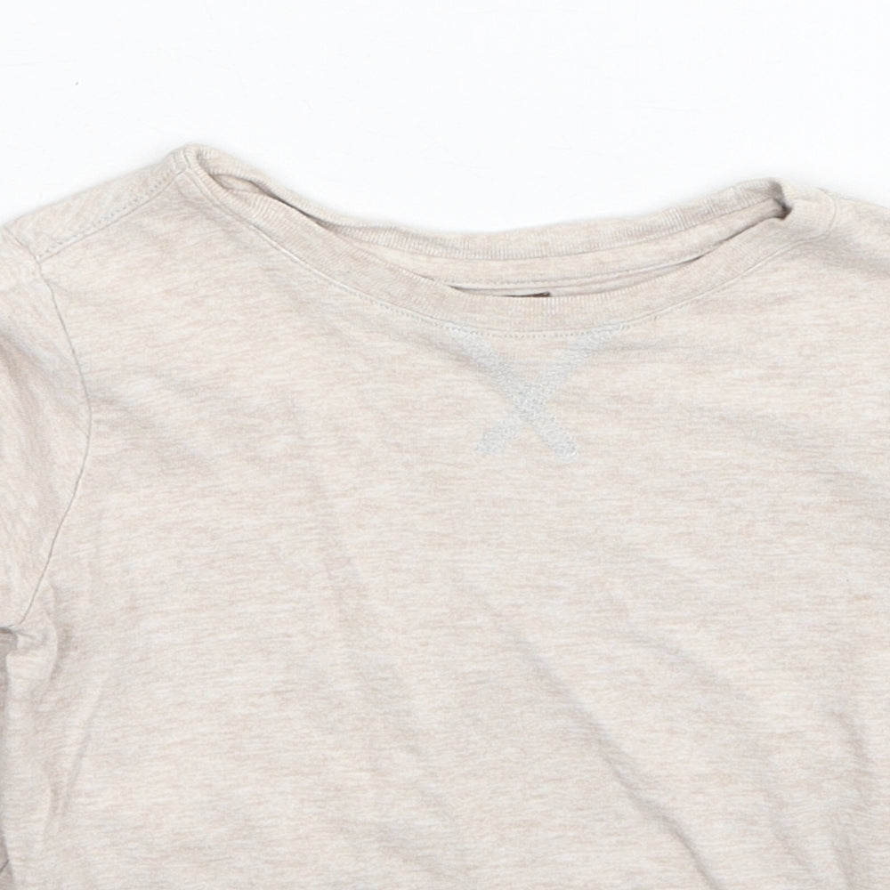 Mini Club Boys Beige Cotton Basic T-Shirt Size 4-5 Years Round Neck Pullover