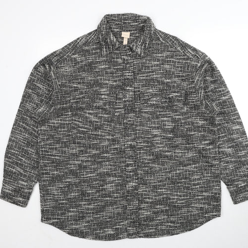 H&M Womens Black Geometric Jacket Size L Snap