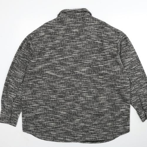 H&M Womens Black Geometric Jacket Size L Snap