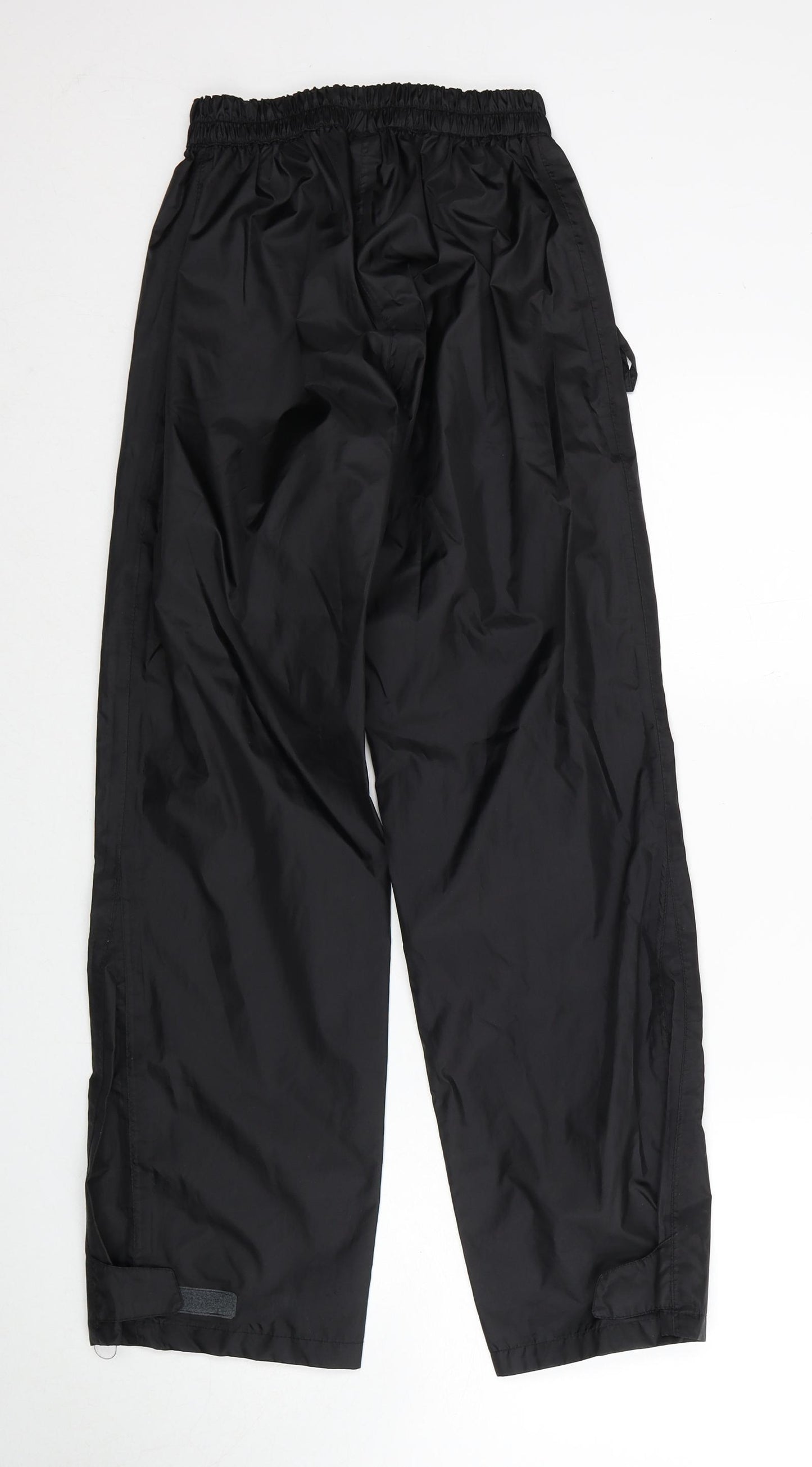 DECATHLON Womens Black Polyester Rain Trousers Trousers Size 2XS L30 in Regular Drawstring