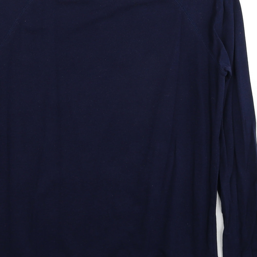 Kersh Essentials Womens Blue Round Neck Geometric Cotton Pullover Jumper Size M