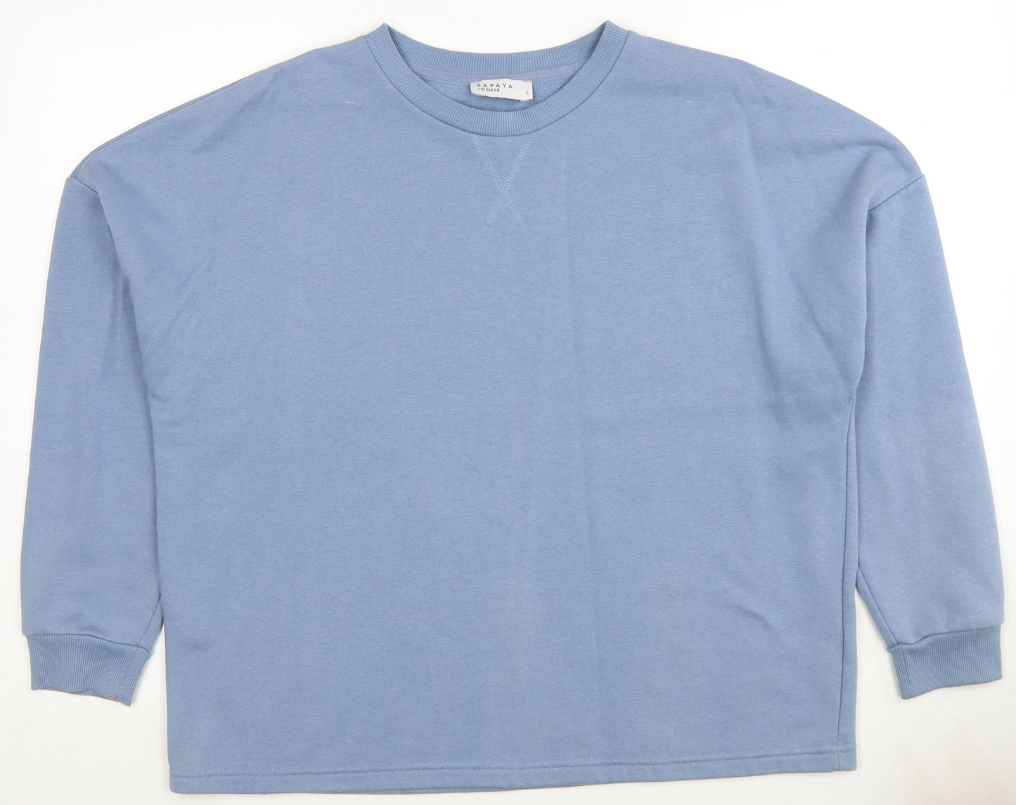Papaya Womens Blue Cotton Pullover Sweatshirt Size L Pullover