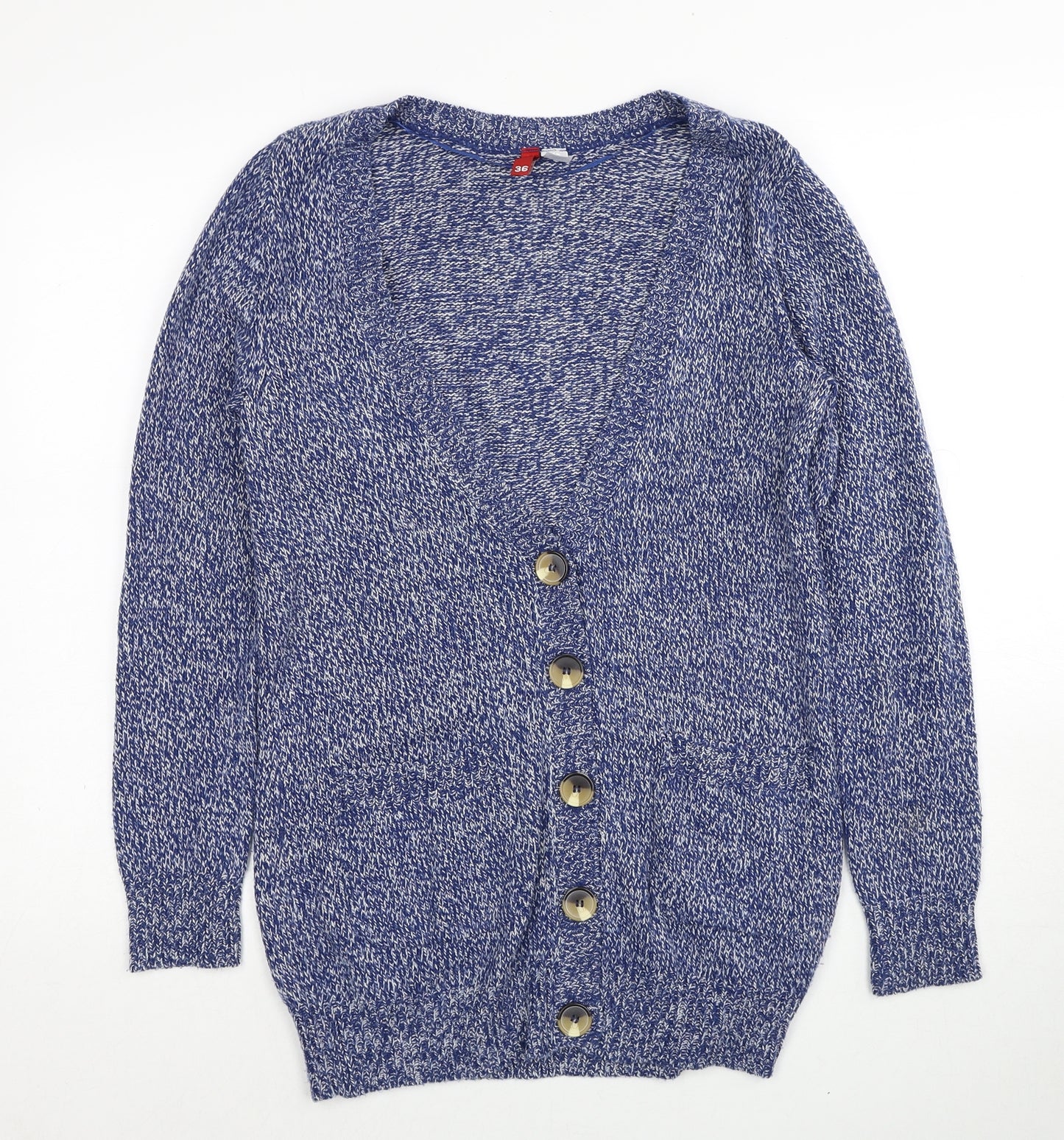 Divided by H&M Womens Blue V-Neck Acrylic Cardigan Jumper Size 8
