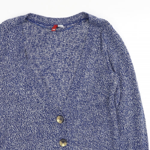Divided by H&M Womens Blue V-Neck Acrylic Cardigan Jumper Size 8