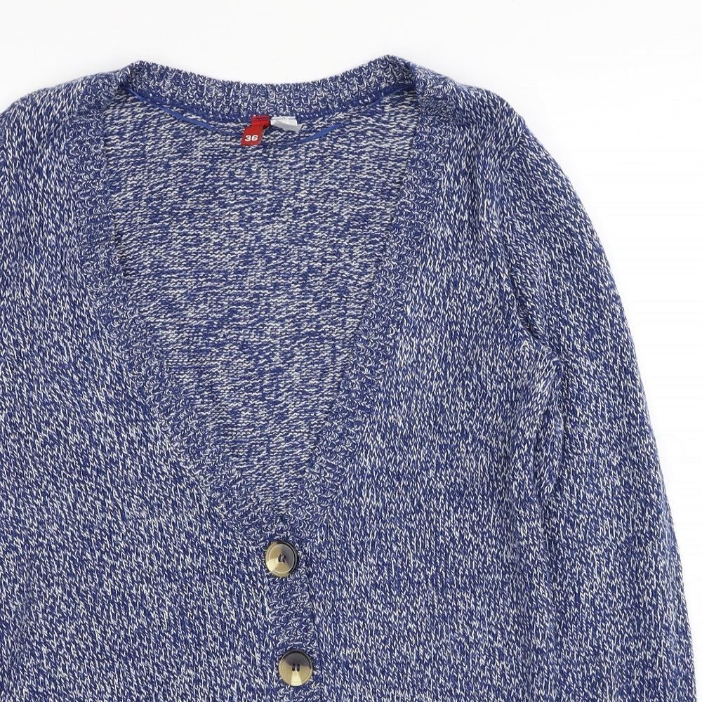 Divided by H&M Womens Blue V-Neck Acrylic Cardigan Jumper Size 8