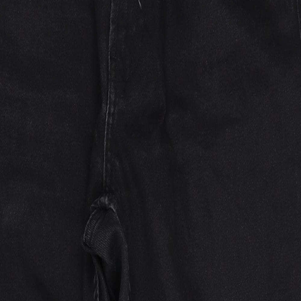 Bershka Womens Black Cotton Straight Jeans Size 12 Regular Zip