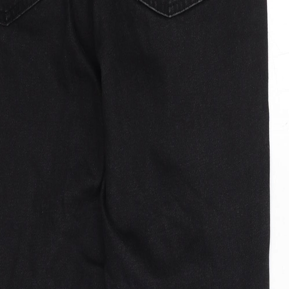 Bershka Womens Black Cotton Straight Jeans Size 12 Regular Zip