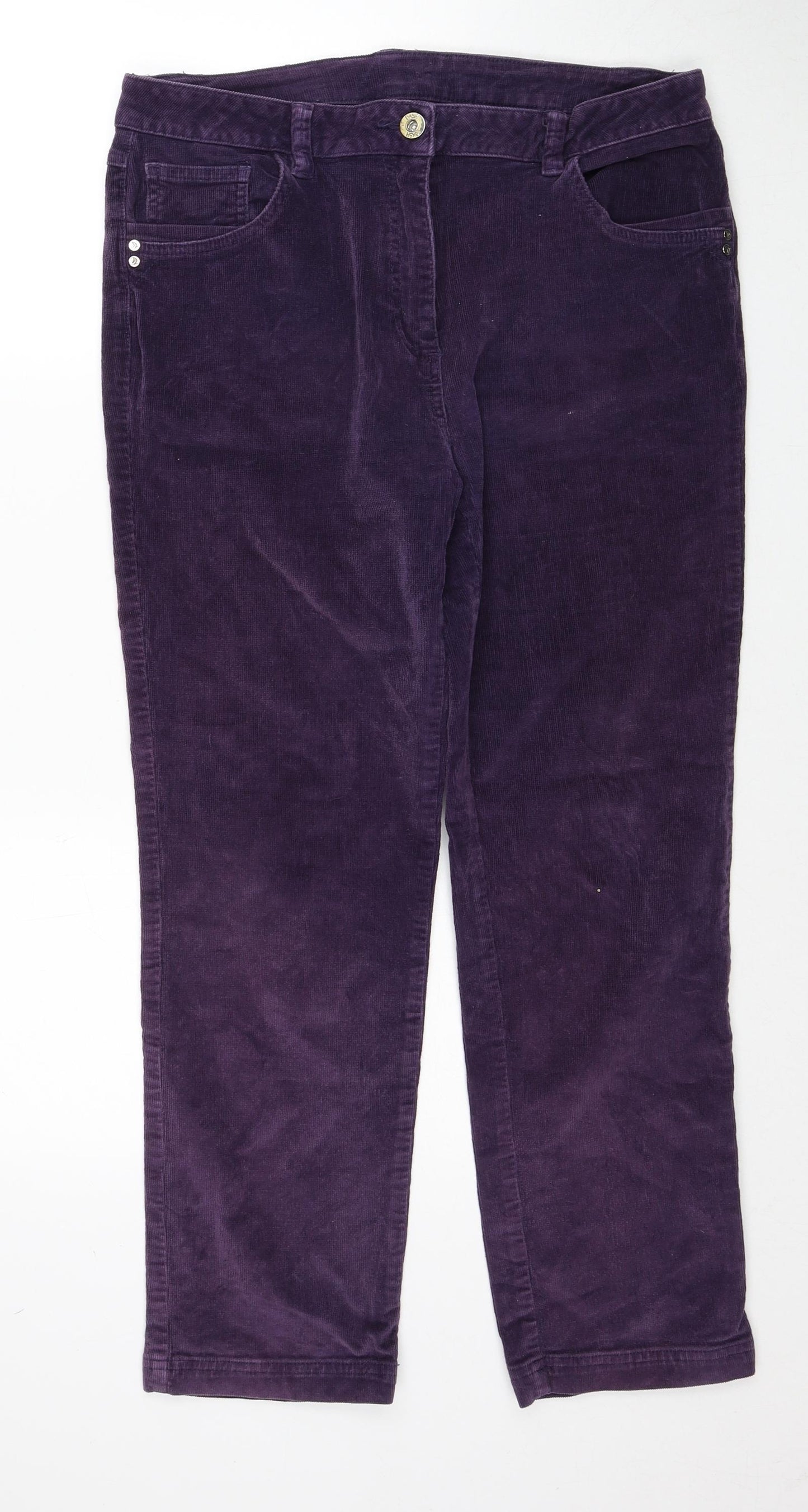 DASH Womens Purple Cotton Trousers Size 14 Regular Zip