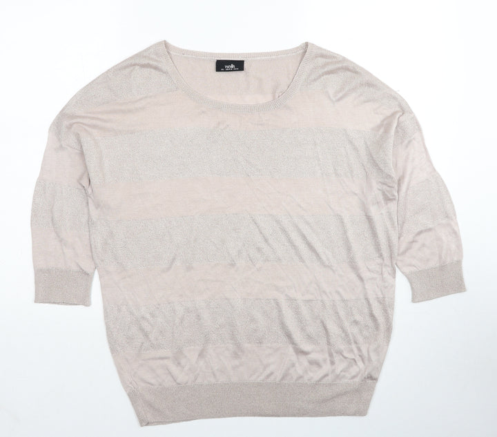 Wallis Womens Pink Round Neck Viscose Pullover Jumper Size L
