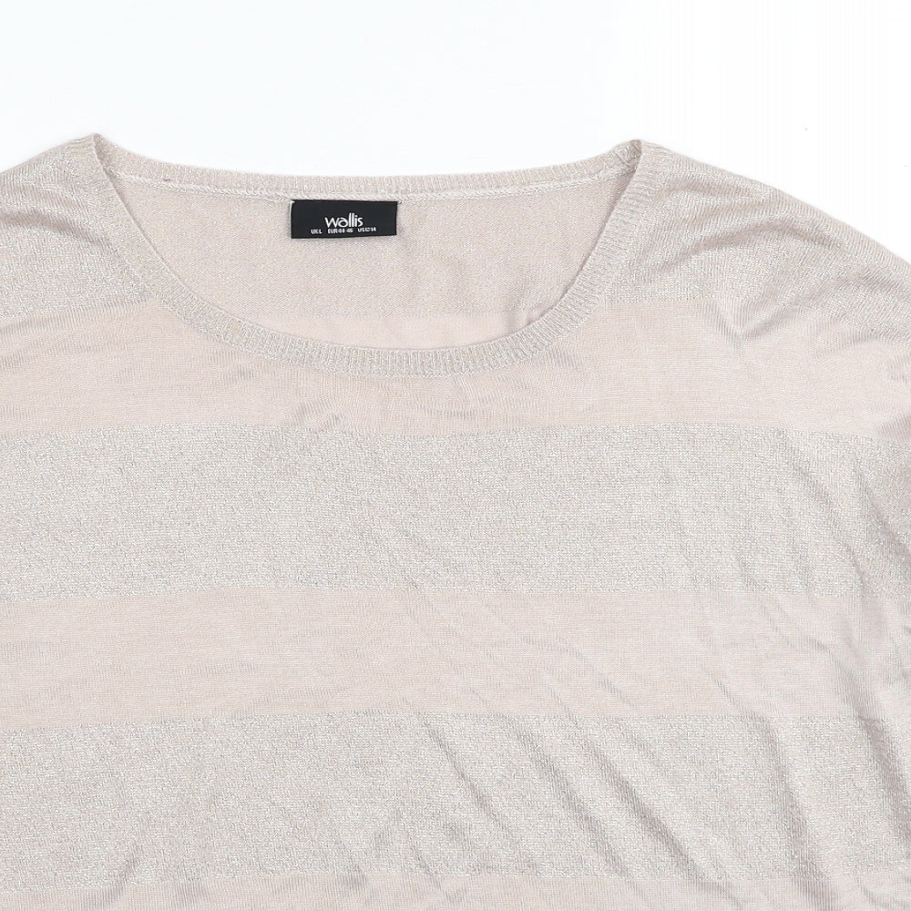 Wallis Womens Pink Round Neck Viscose Pullover Jumper Size L