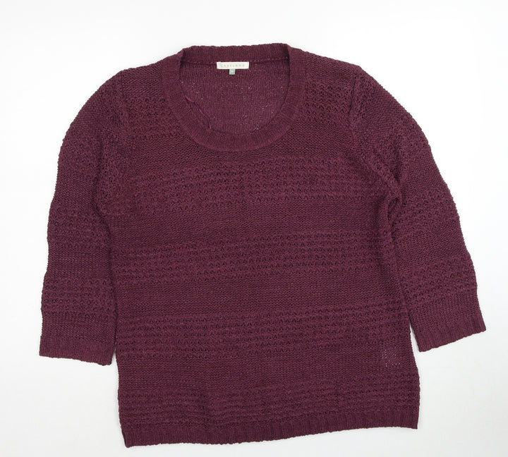 Lakeland Womens Purple Round Neck Acrylic Pullover Jumper Size 16