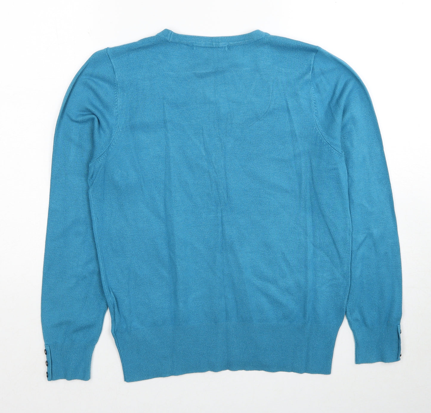 Marks and Spencer Womens Blue V-Neck Viscose Pullover Jumper Size 14