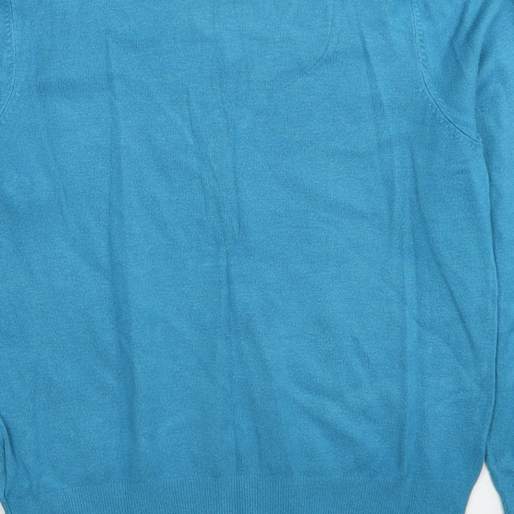 Marks and Spencer Womens Blue V-Neck Viscose Pullover Jumper Size 14