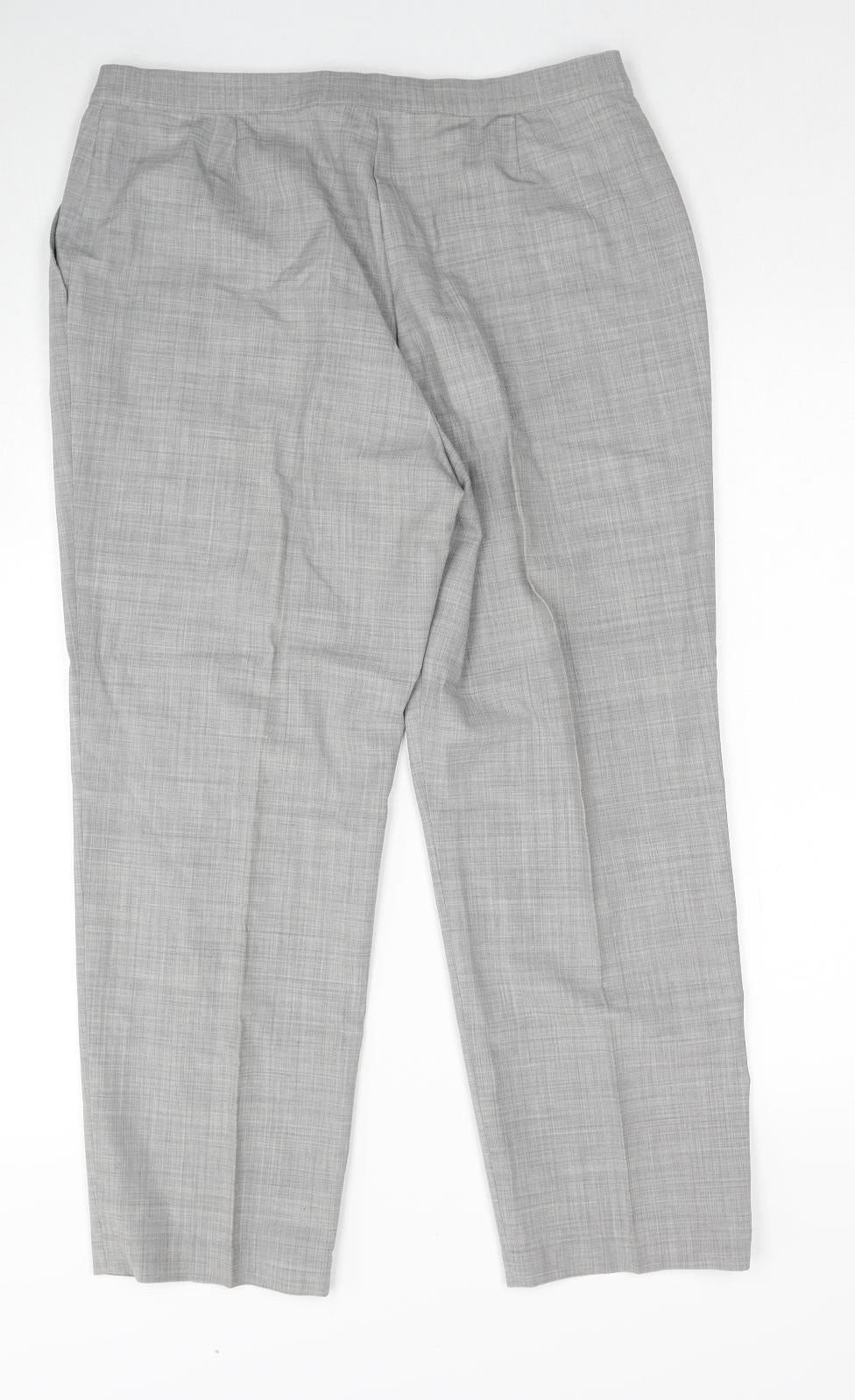 Marks and Spencer Womens Grey Wool Trousers Size 16 Regular Zip