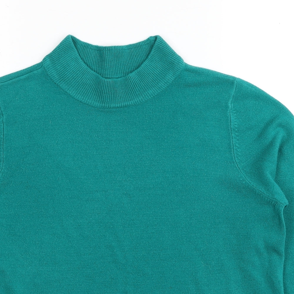 BHS Womens Blue Mock Neck Acrylic Pullover Jumper Size 16