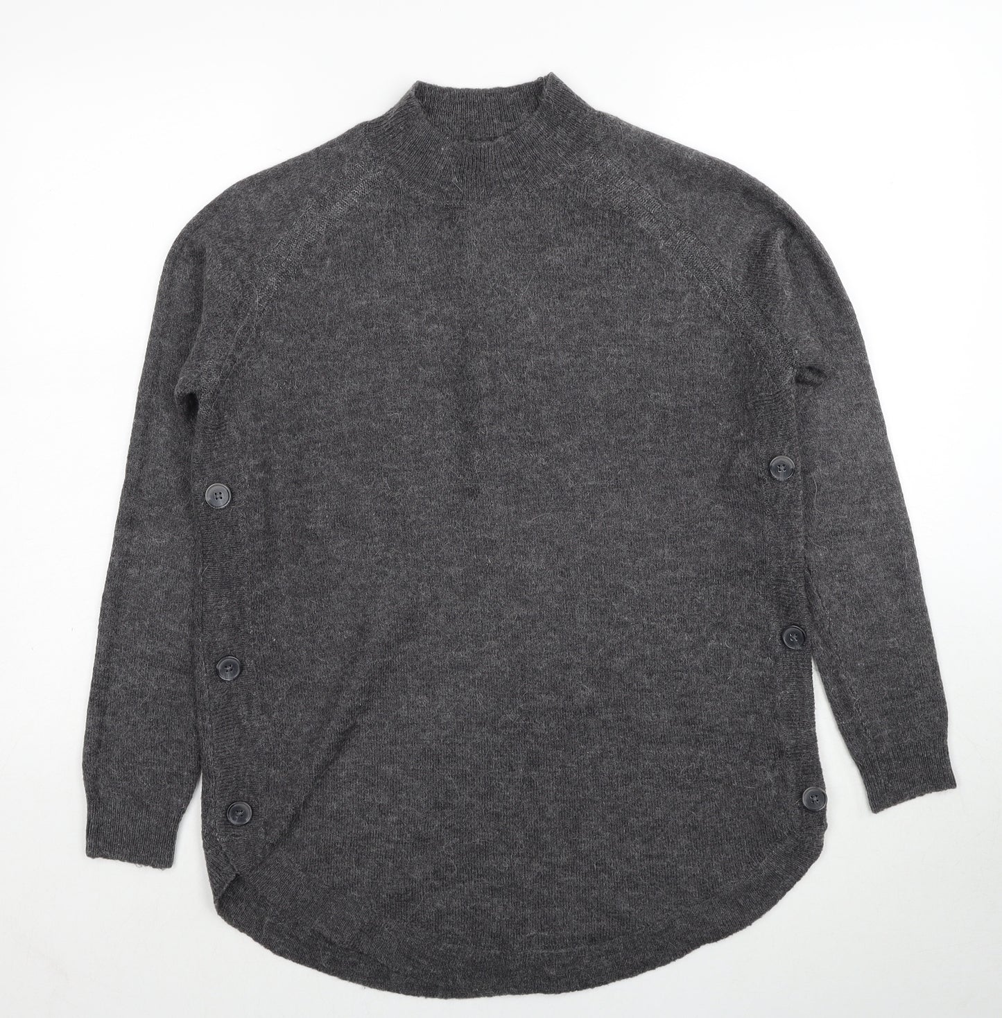 NEXT Womens Grey Mock Neck Acrylic Pullover Jumper Size M