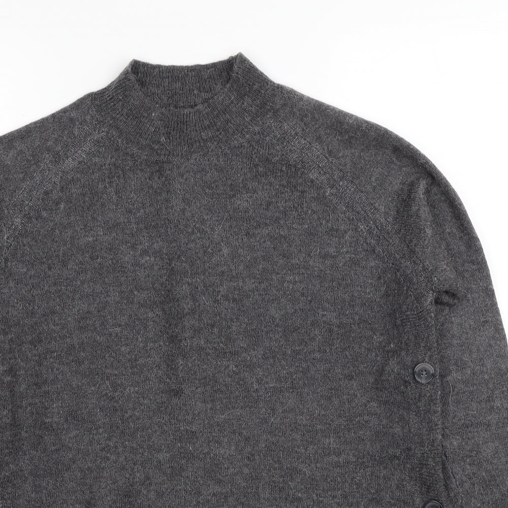 NEXT Womens Grey Mock Neck Acrylic Pullover Jumper Size M