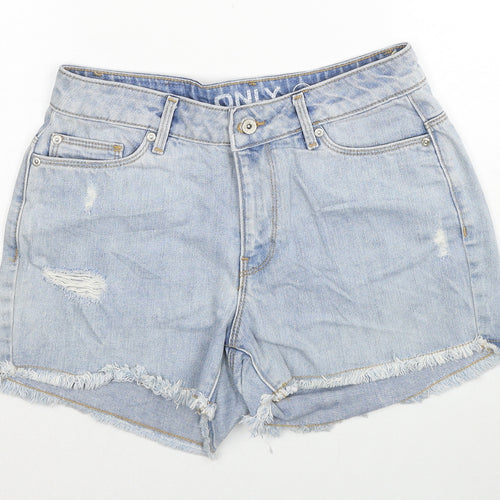 Only Womens Blue Cotton Hot Pants Shorts Size 29 in Regular Zip