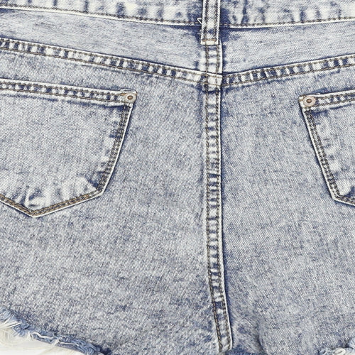 Realty Womens Blue Cotton Hot Pants Shorts Size 16 Regular Zip - Distressed