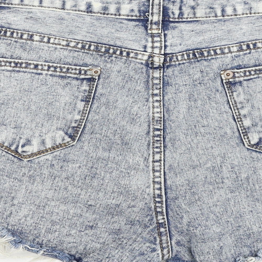 Realty Womens Blue Cotton Hot Pants Shorts Size 16 Regular Zip - Distressed