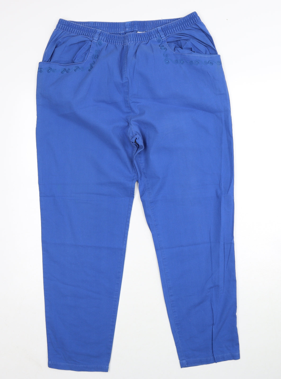 Preworn Womens Blue Cotton Trousers Size 18 Regular