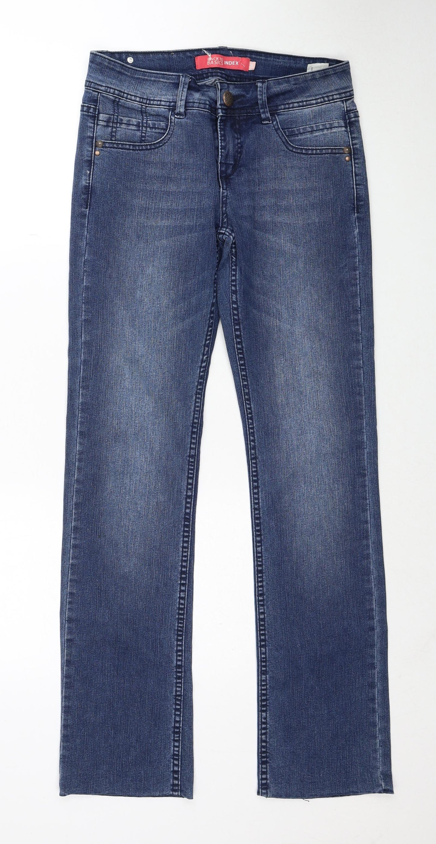 Index Womens Blue Cotton Bootcut Jeans Size 10 Regular Zip