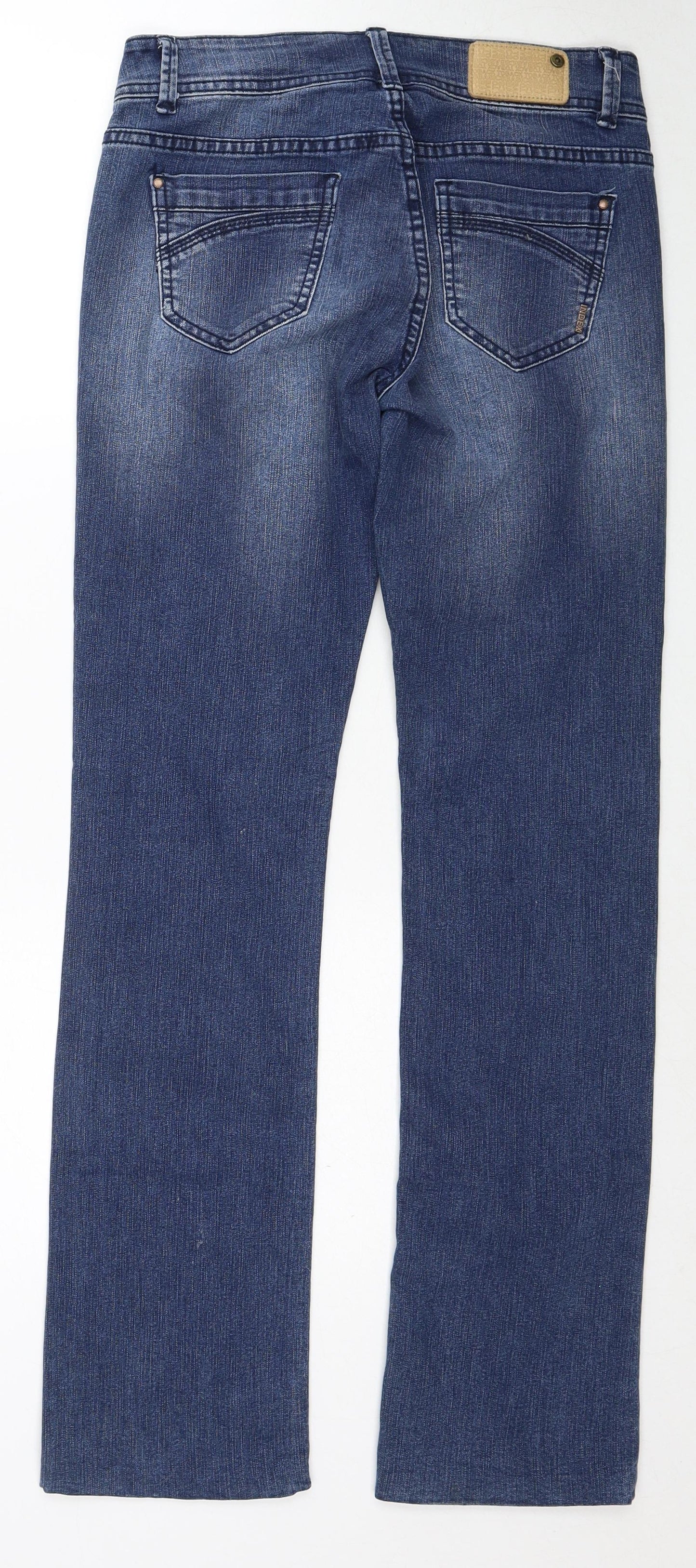 Index Womens Blue Cotton Bootcut Jeans Size 10 Regular Zip