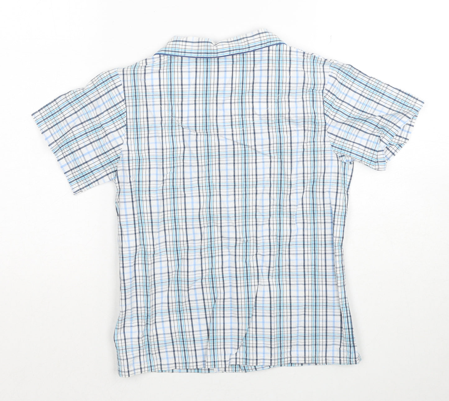 Mothercare Boys Blue Plaid Cotton Basic Button-Up Size 7-8 Years Collared Button - Boat