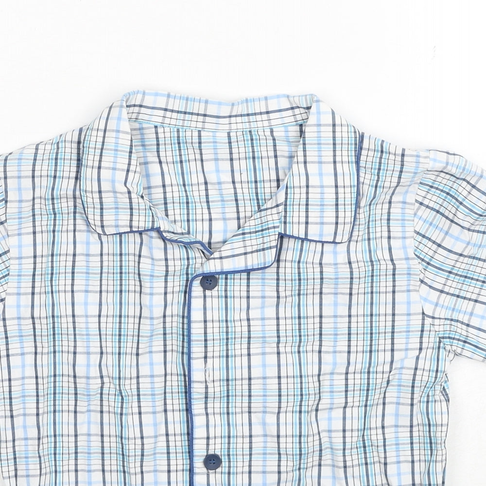 Mothercare Boys Blue Plaid Cotton Basic Button-Up Size 7-8 Years Collared Button - Boat