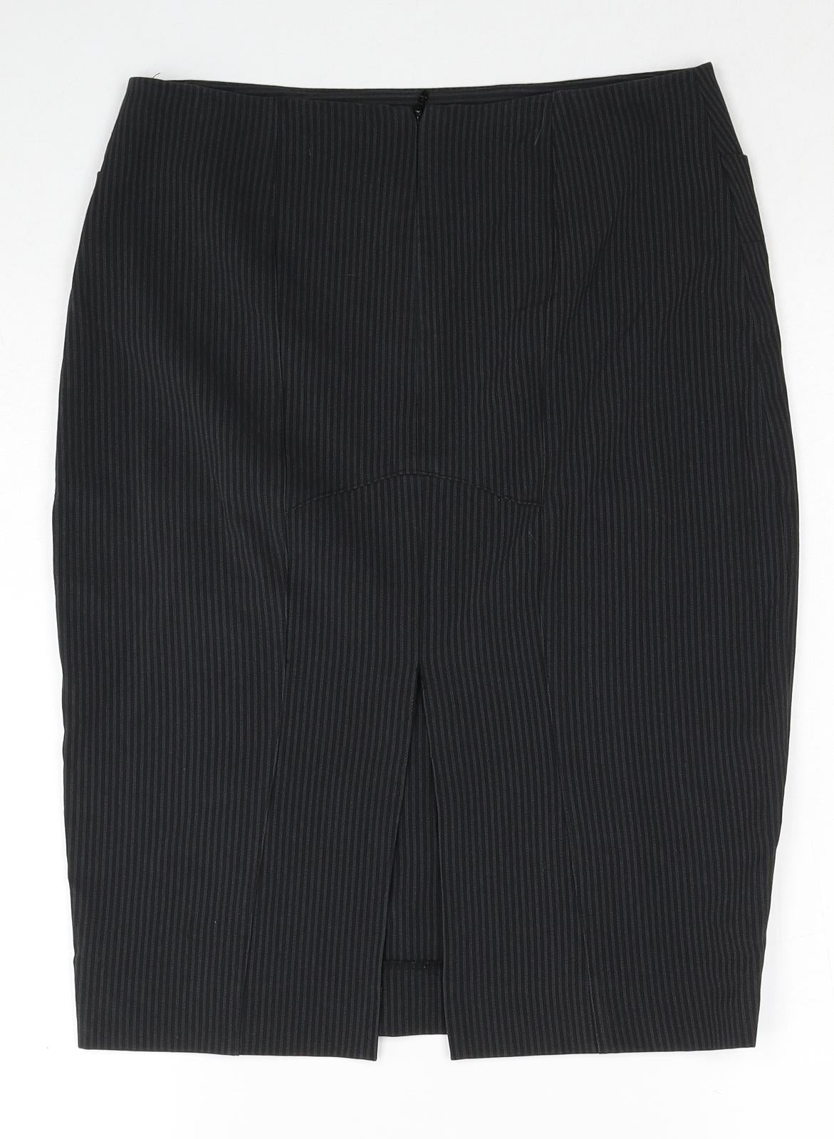 MK One Womens Grey Striped Polyester Straight & Pencil Skirt Size 8 Zip