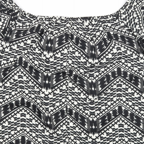 Primark Womens Black Geometric Polyester Basic Blouse Size 12 Off the Shoulder