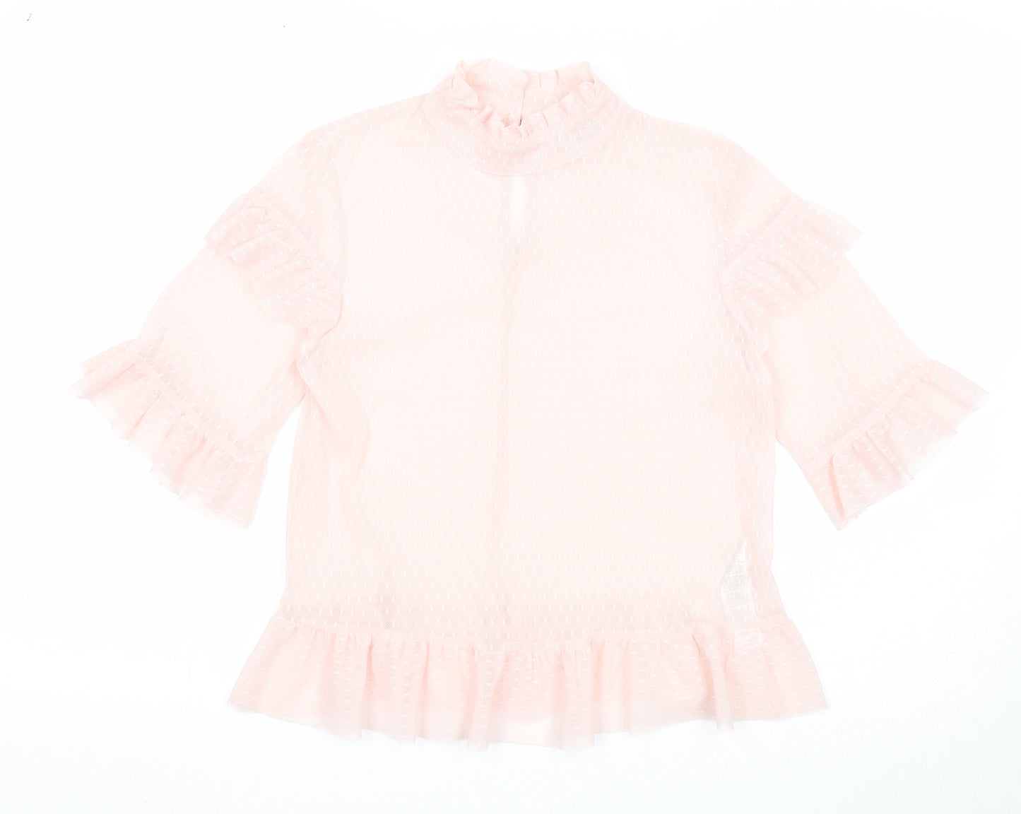 Miss Selfridge Womens Pink Polyester Basic Blouse Size 8 Mock Neck