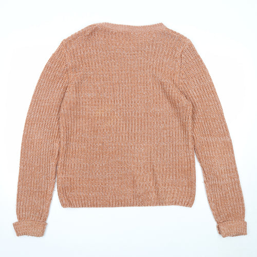 Brave Soul Womens Orange Boat Neck Acrylic Pullover Jumper Size 16