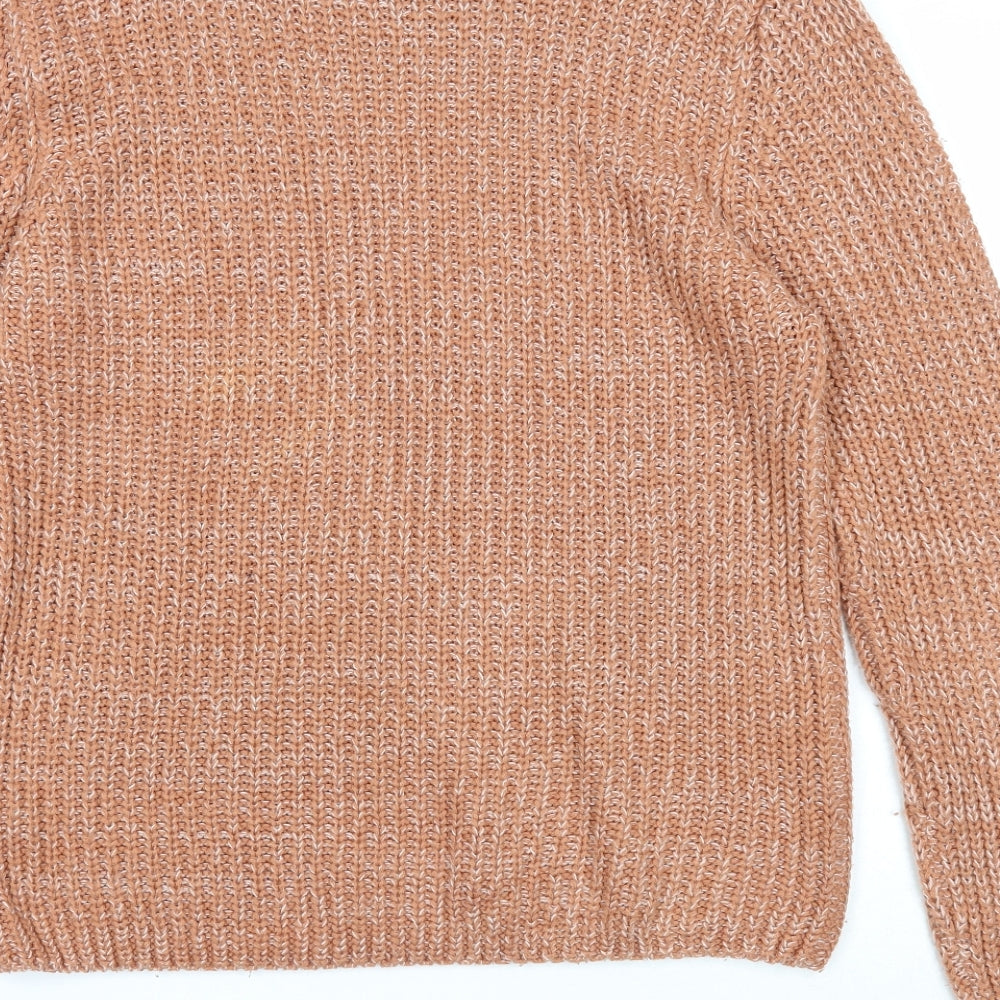 Brave Soul Womens Orange Boat Neck Acrylic Pullover Jumper Size 16