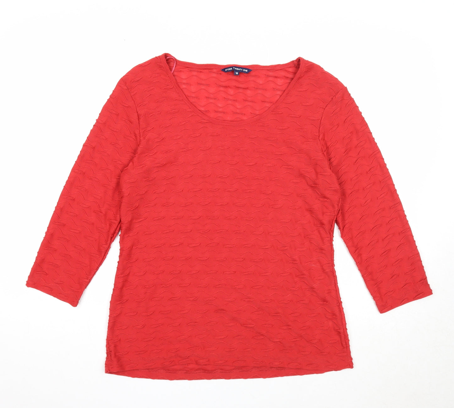 Store Twenty One Womens Red Geometric Polyester Basic Blouse Size 16 Round Neck