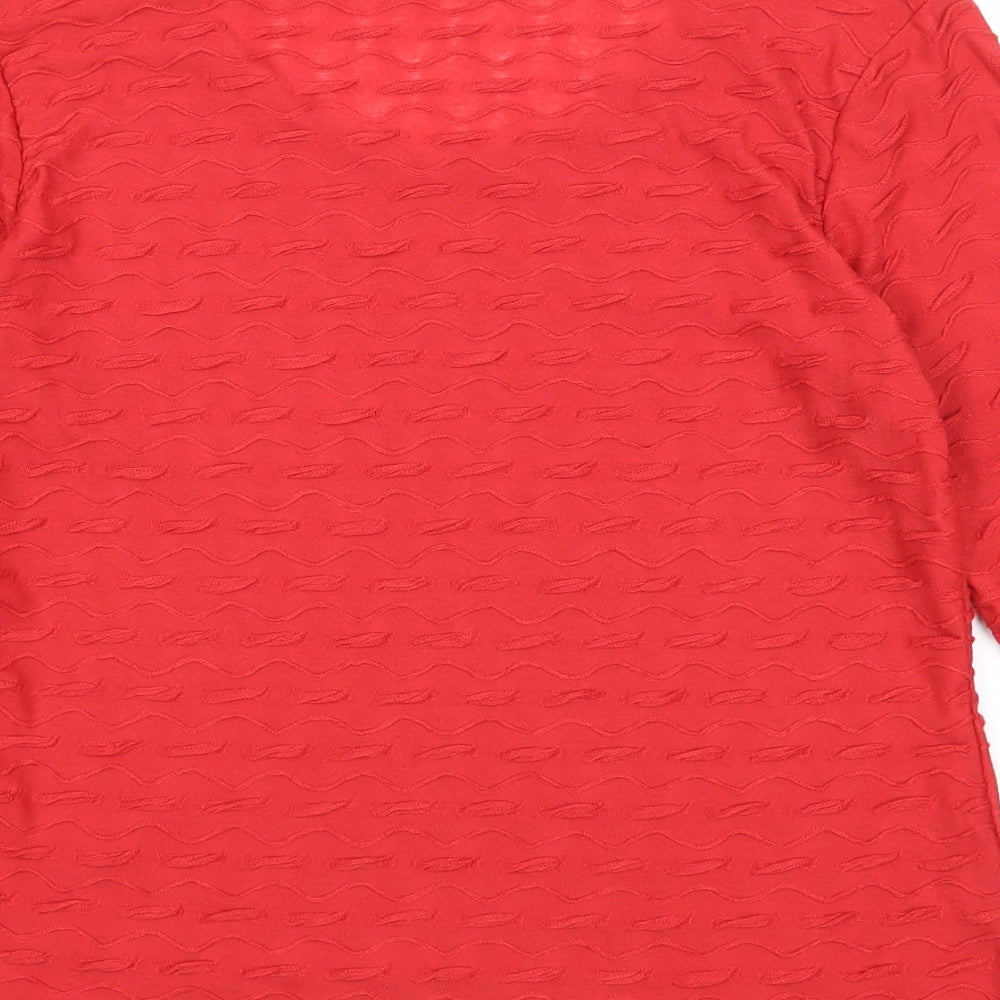 Store Twenty One Womens Red Geometric Polyester Basic Blouse Size 16 Round Neck