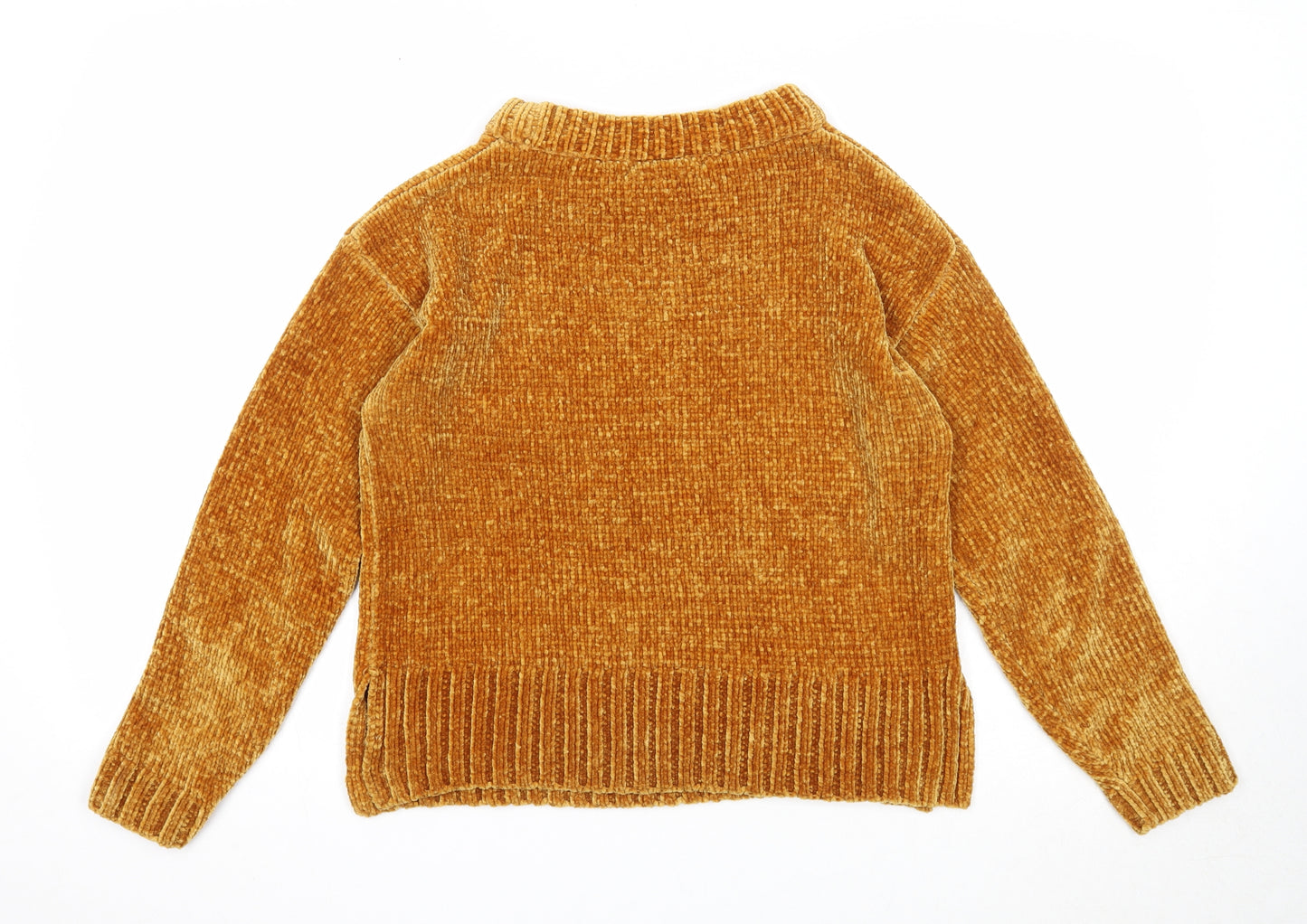 Marks and Spencer Womens Orange Boat Neck Polyester Pullover Jumper Size S