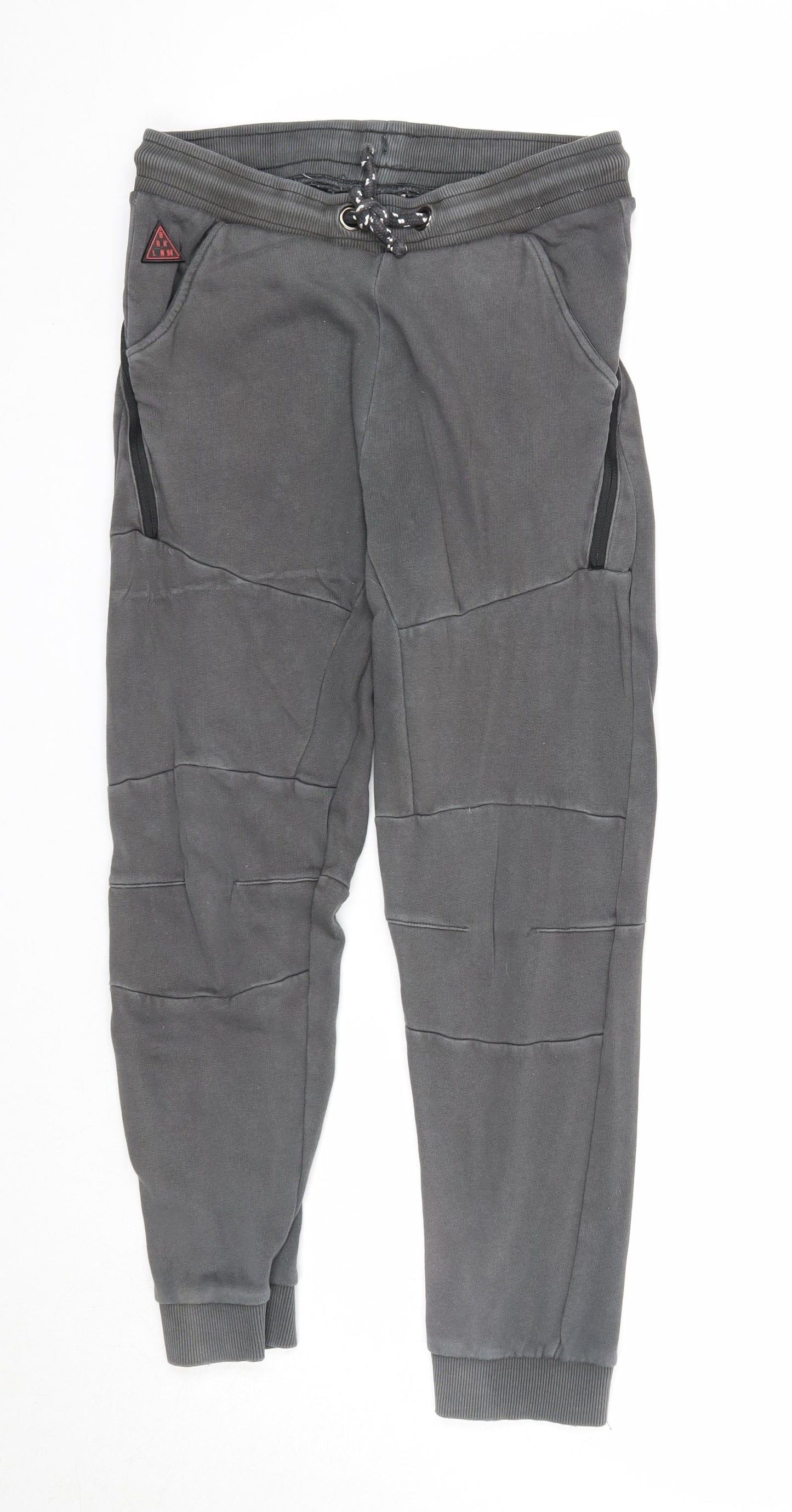 F&F Boys Grey Cotton Jogger Trousers Size 9-10 Years Regular Drawstring