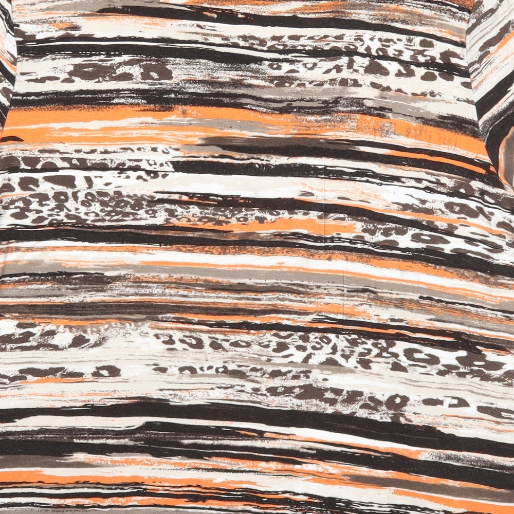 Anna Rose Womens Multicoloured Geometric Viscose Basic T-Shirt Size L Round Neck