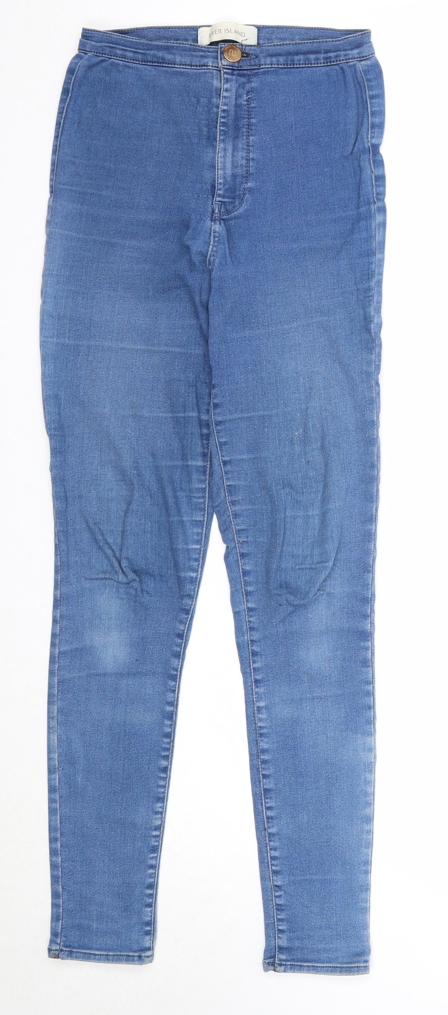 River Island Womens Blue Cotton Skinny Jeans Size 8 Regular Zip