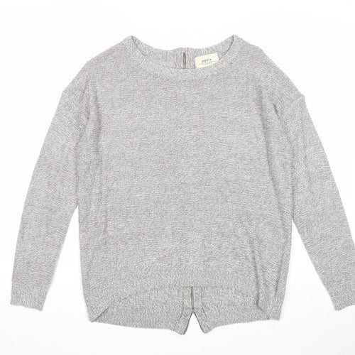 Papaya Womens Grey Boat Neck Acrylic Pullover Jumper Size S