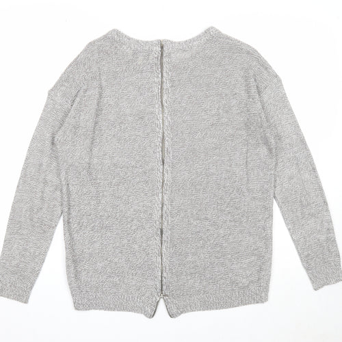 Papaya Womens Grey Boat Neck Acrylic Pullover Jumper Size S